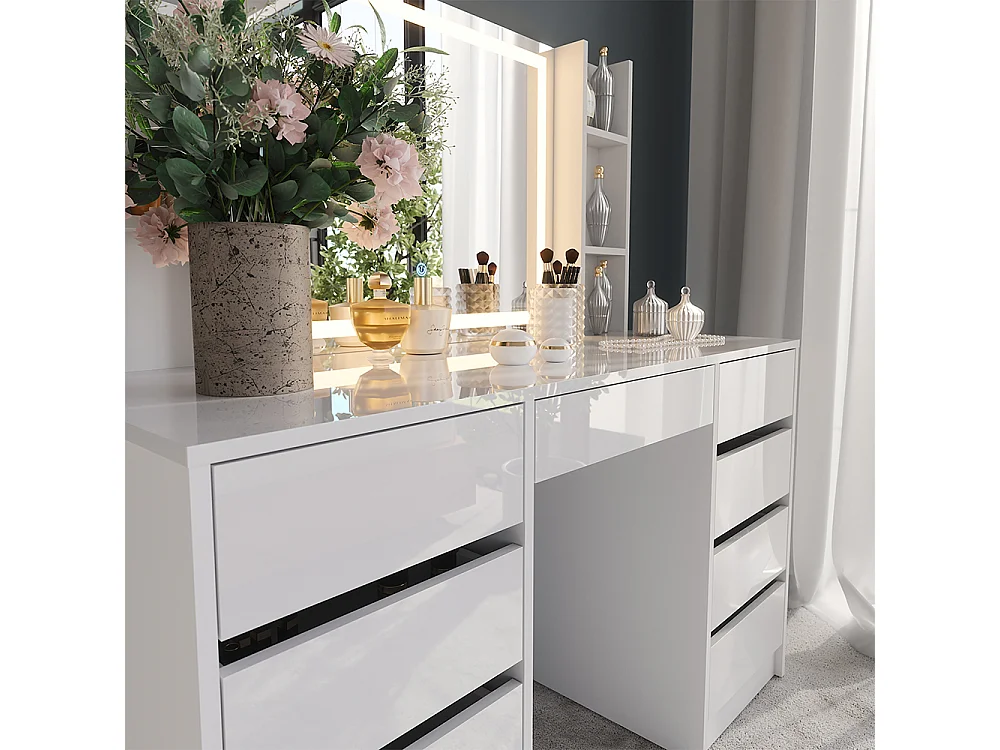 Kaptafel met licht wit/wit hoogglans 128.2x50.1x76 sherry