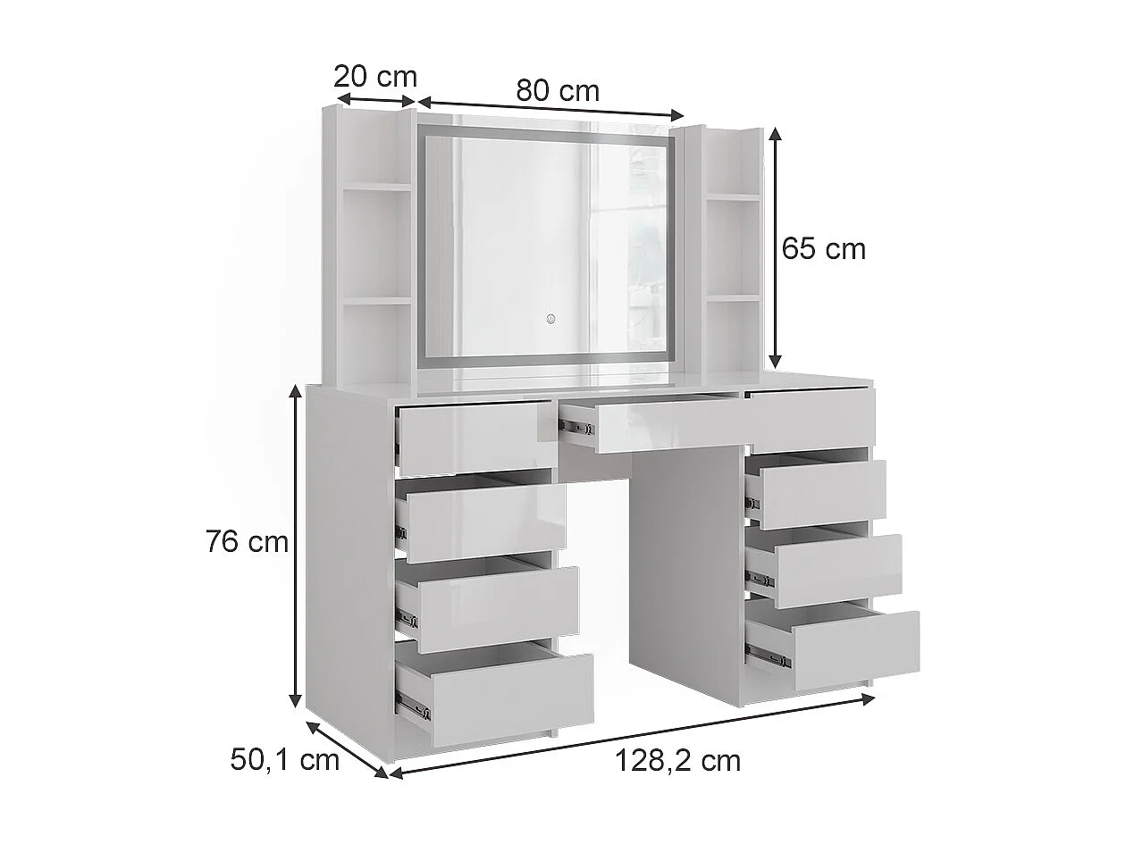 Kaptafel met licht wit/wit hoogglans 128.2x50.1x76 sherry