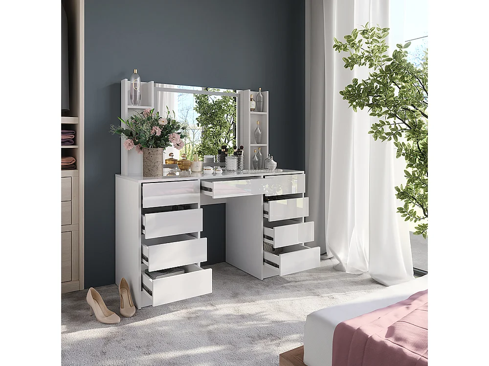 Kaptafel met licht wit/wit hoogglans 128.2x50.1x76 sherry