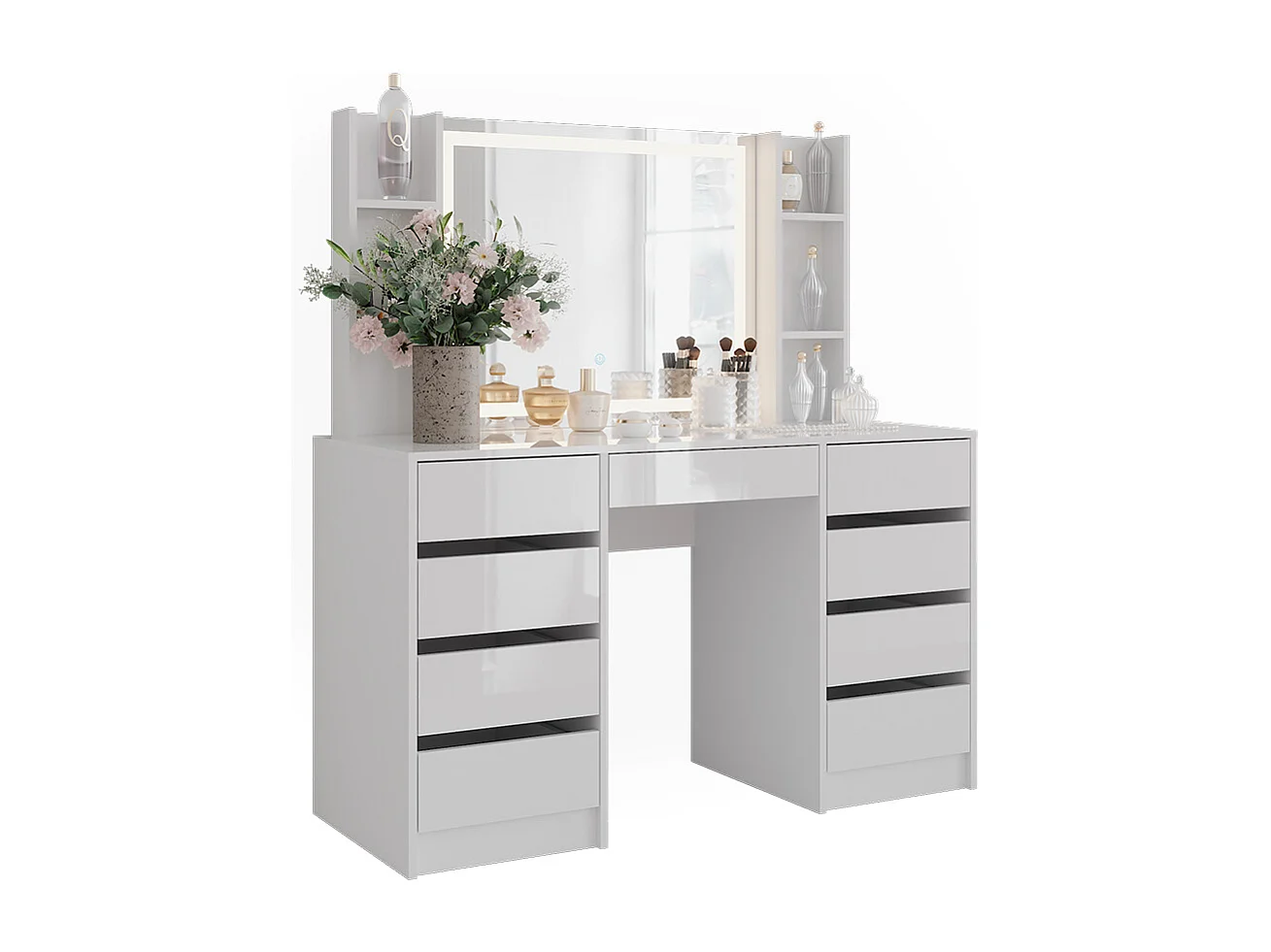 Kaptafel met licht wit/wit hoogglans 128.2x50.1x76 sherry