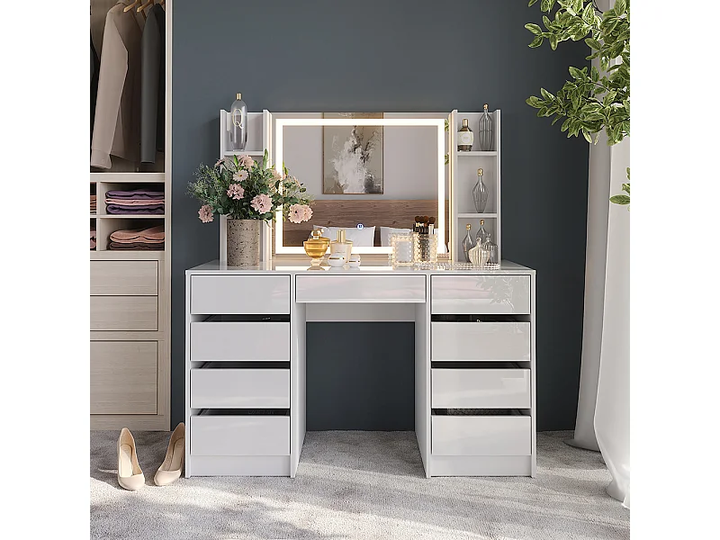 Coiffeuse blanc/blanc brillant 128.2x50.1x76 sherry