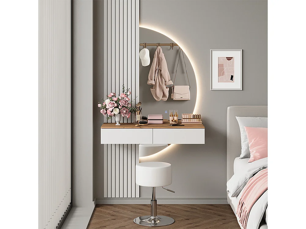 Tocador blanco/roble 100x40x205 melina