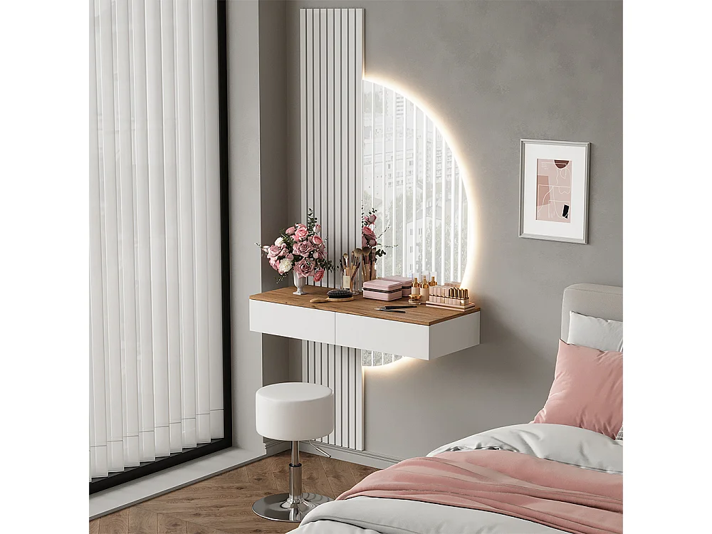 Coiffeuse blanc/chêne 100x40x205 melina