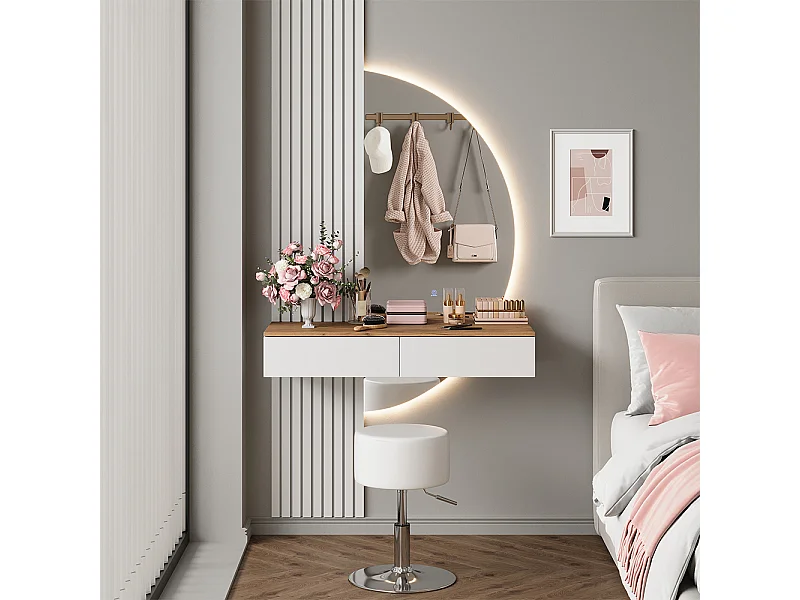 Coiffeuse blanc/chêne 100x40x205 melina