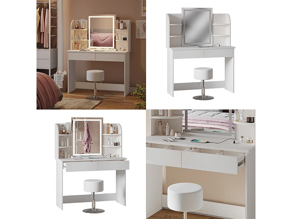 Schminktisch weiß 106x40x142 charlotte