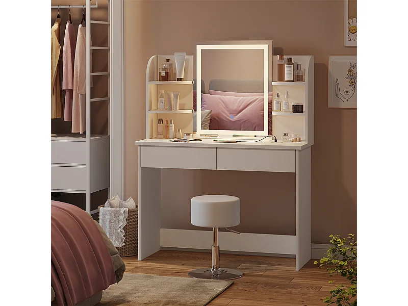 Kaptafel set met kruk wit 106x40x142 charlotte