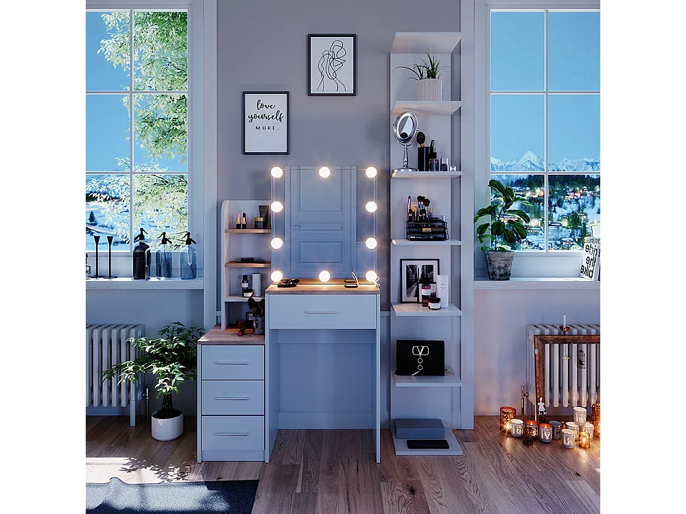 Schminktisch weiß/sonoma 80x36x131.6 conrada