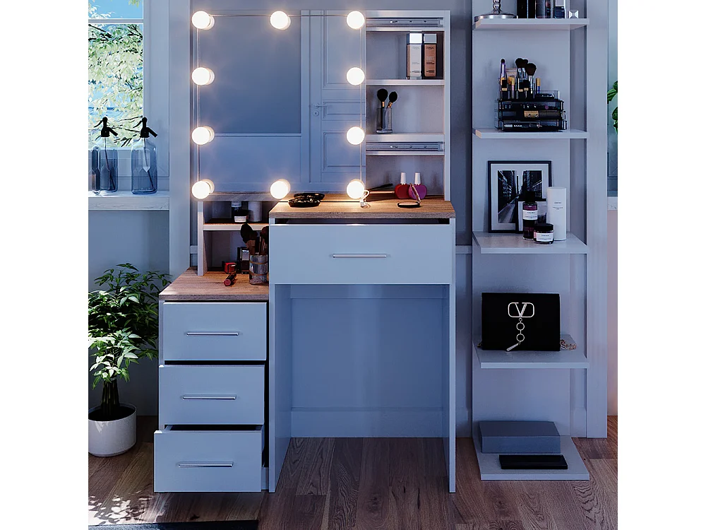 Coiffeuse blanc/sonoma 80x36x131.6 conrada