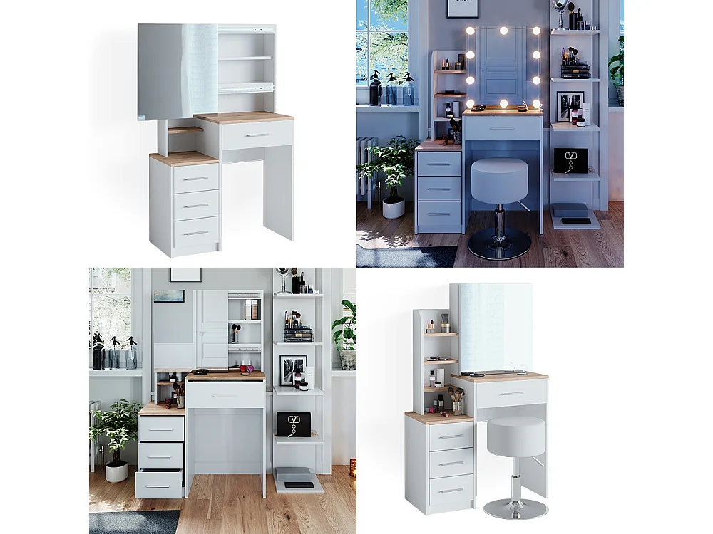 Vanity table white/sonoma 80x36x131.6 conrada