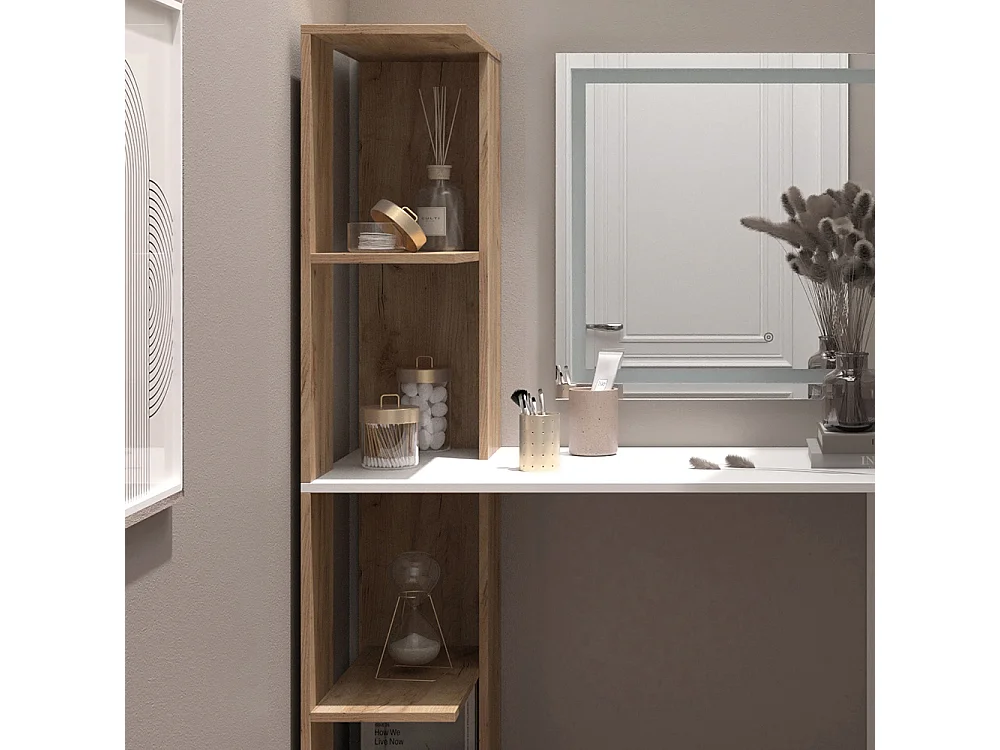 Coiffeuse blanc/sonoma 122.2x55.2x75.8 tower