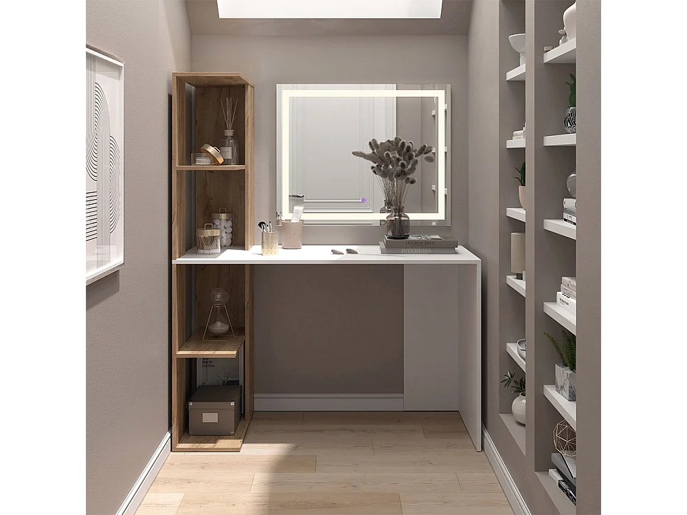 Coiffeuse blanc/sonoma 122.2x55.2x75.8 tower