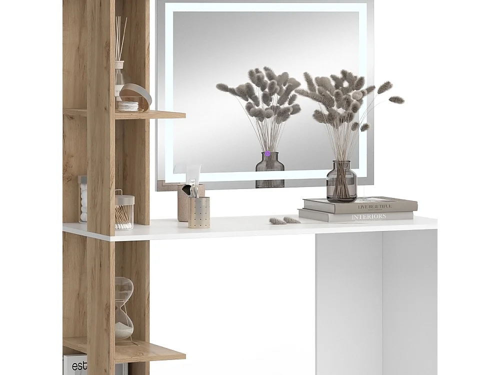 Coiffeuse blanc/sonoma 122.2x55.2x75.8 tower