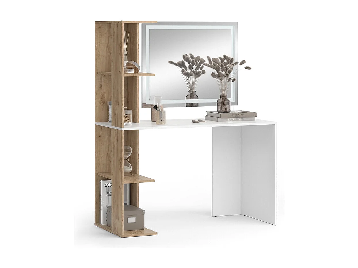 Coiffeuse blanc/sonoma 122.2x55.2x75.8 tower