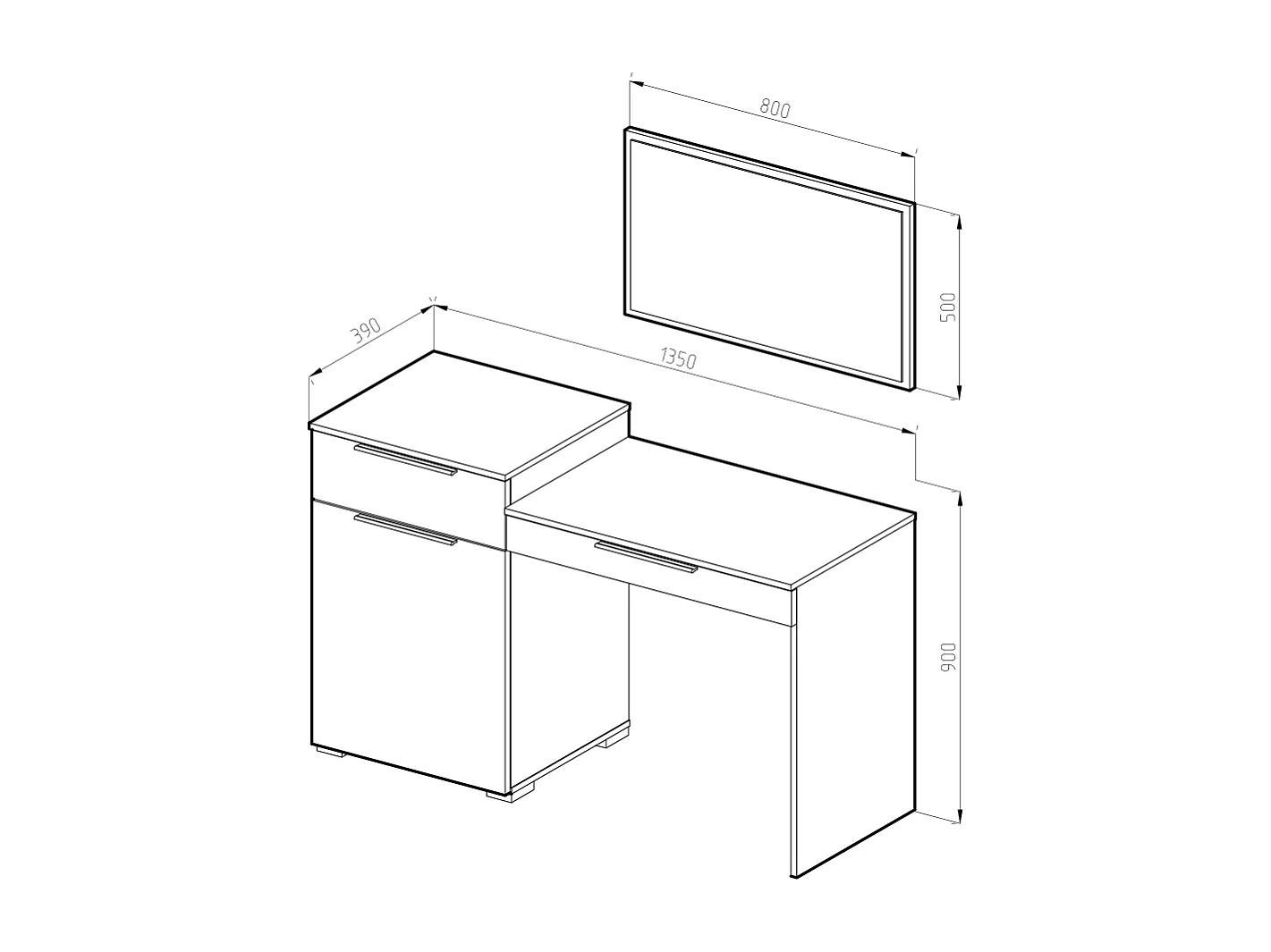 Coiffeuse blanc 135x39x90 lilli