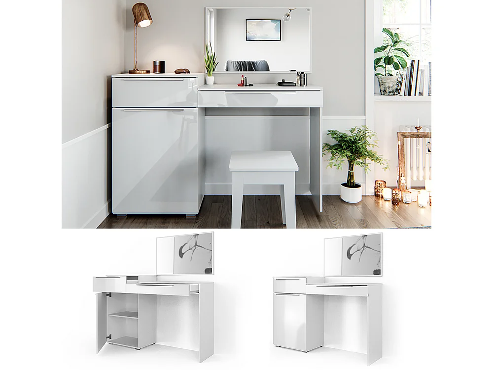 Coiffeuse blanc 135x39x90 lilli