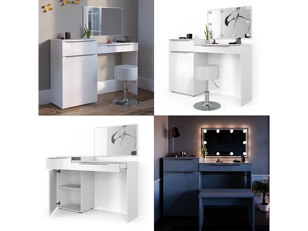 Coiffeuse blanc 135x39x90 lilli