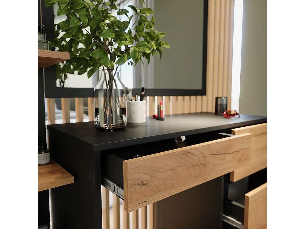 Tocador antracita/roble dorado 90x40x75 sherry