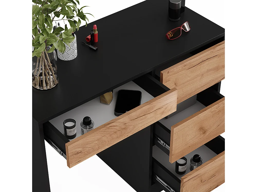 Coiffeuse anthracite/chêne doré 90x40x75 sherry