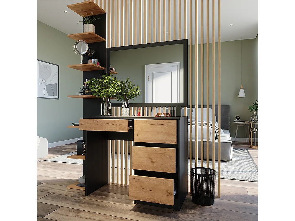 Dressing table anthracite/golden oak 90x40x75 sherry