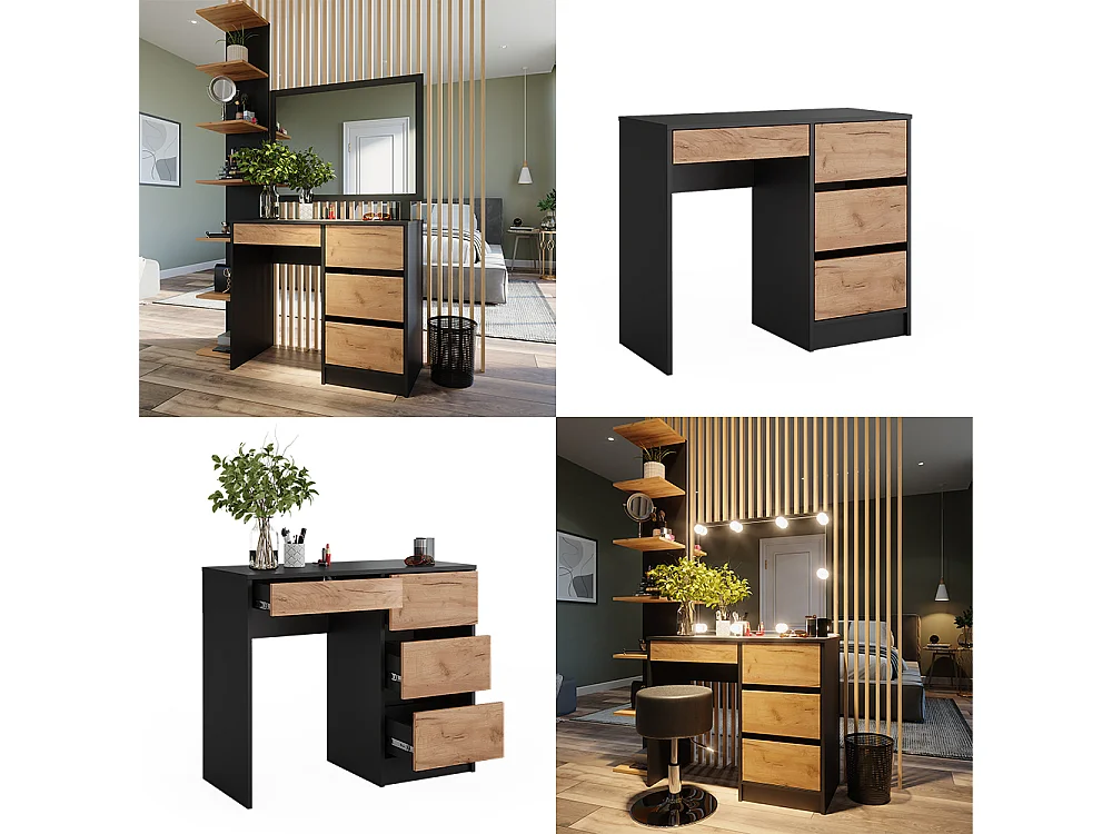 Dressing table anthracite/golden oak 90x40x75 sherry