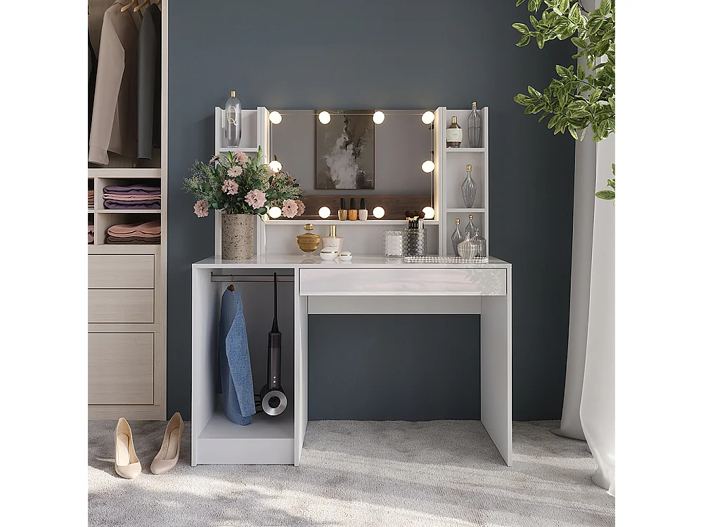 Coiffeuse blanc/blanc brillant 119.8x50.1x76 sherry