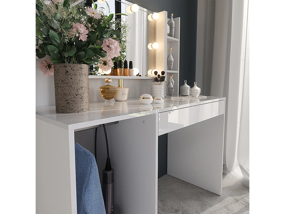 Coiffeuse blanc/blanc brillant 119.8x50.1x76 sherry