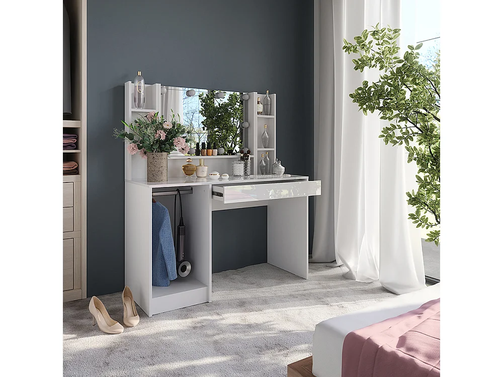 Coiffeuse blanc/blanc brillant 119.8x50.1x76 sherry