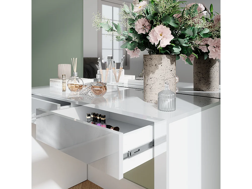 Tocador blanco alto brillo/blanco 110x50x75.5 annabelle