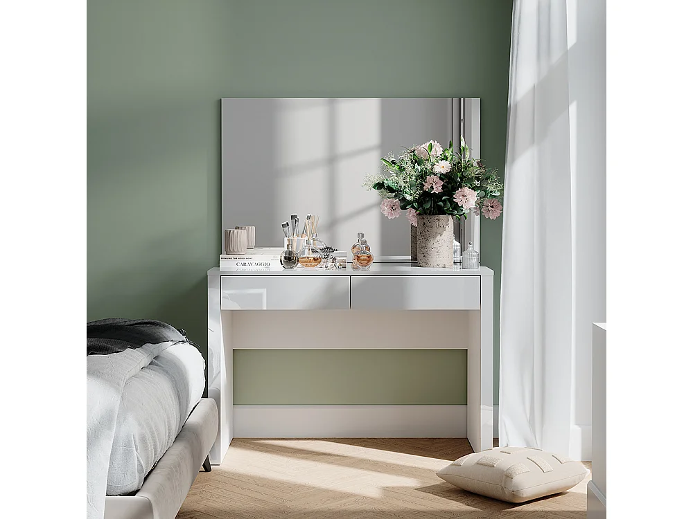 Coiffeuse blanc brillant/blanc 110x50x75.5 annabelle