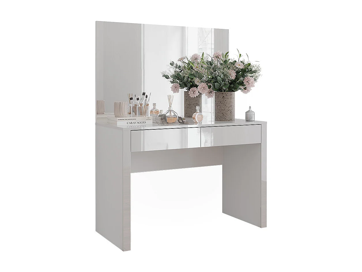 Coiffeuse blanc brillant/blanc 110x50x75.5 annabelle