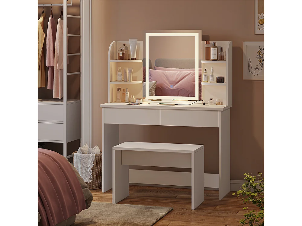 Schminktisch weiß 106x40x142 charlotte