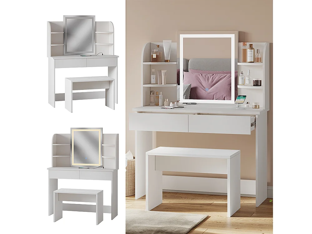 Schminktisch weiß 106x40x142 charlotte