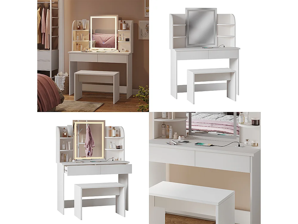 Schminktisch weiß 106x40x142 charlotte