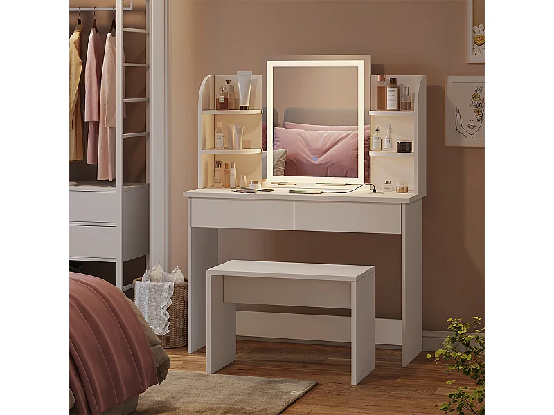 Schminktisch weiß 106x40x142 charlotte