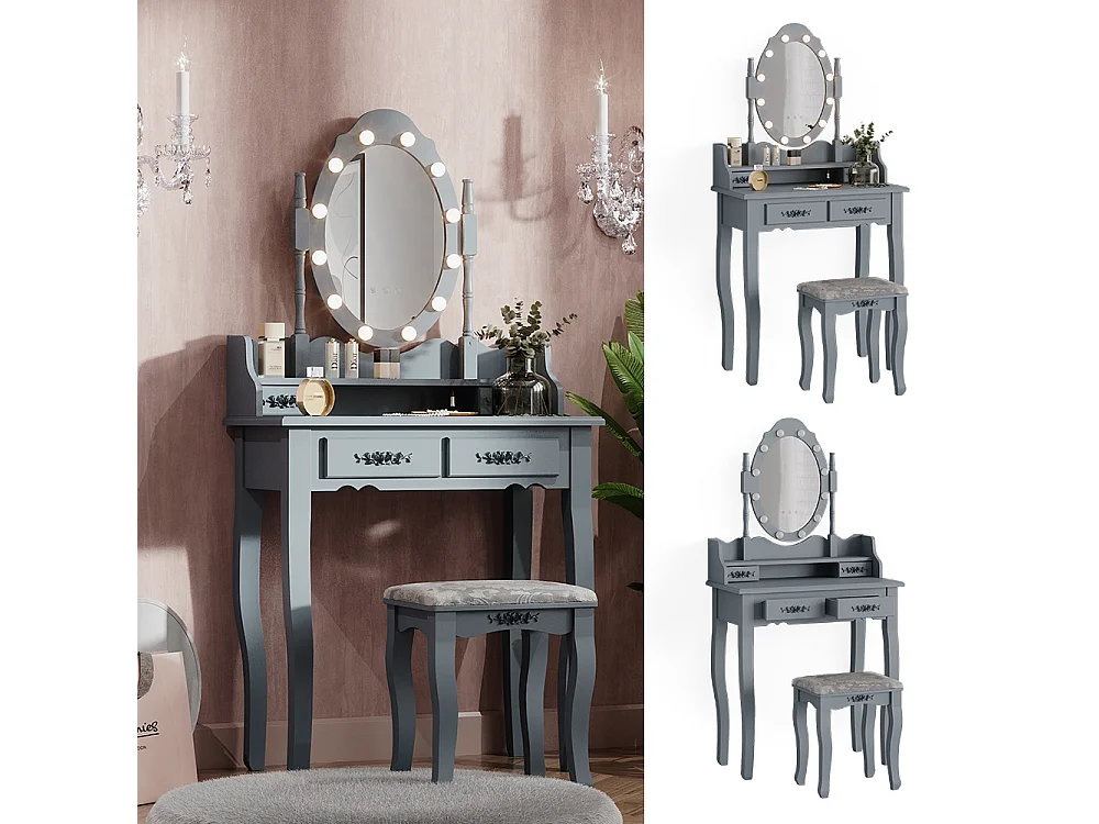 Coiffeuse gris 75x40x146.5 maggie