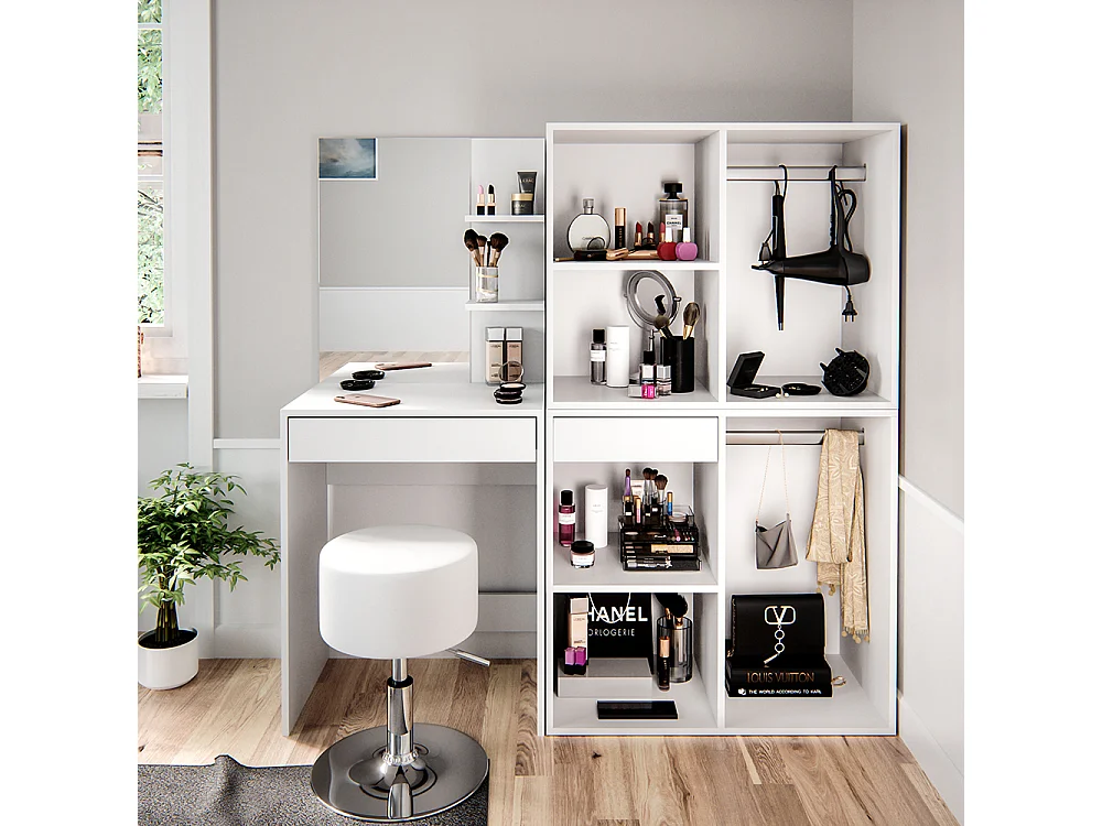 Coiffeuse blanc 140x40x140 isabelle