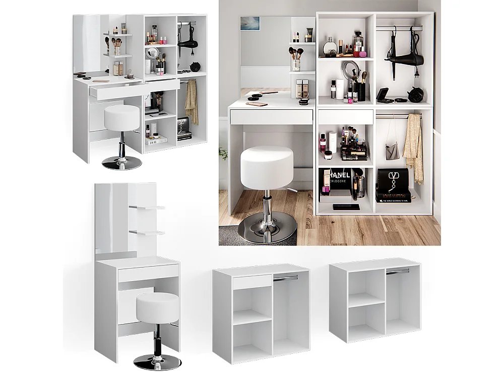 Coiffeuse blanc 140x40x140 isabelle