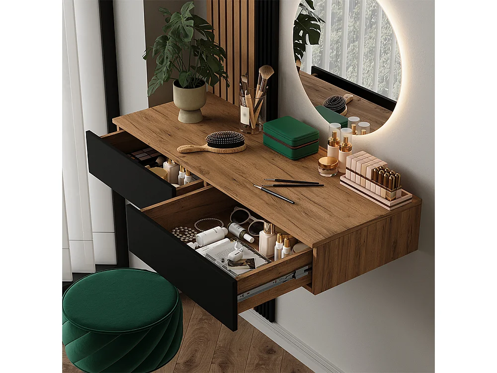 Mesa de maquillaje roble/negro 100x40x205 melina