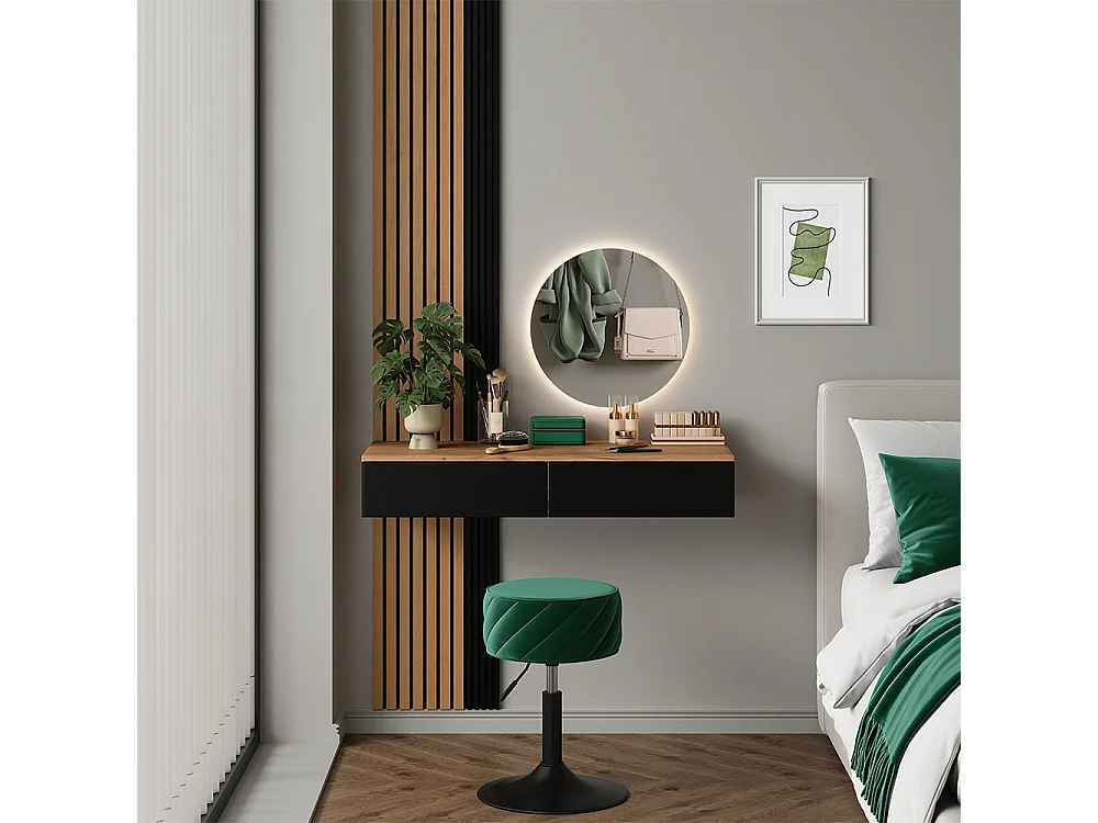 Coiffeuse chêne/noir 100x40x205 melina