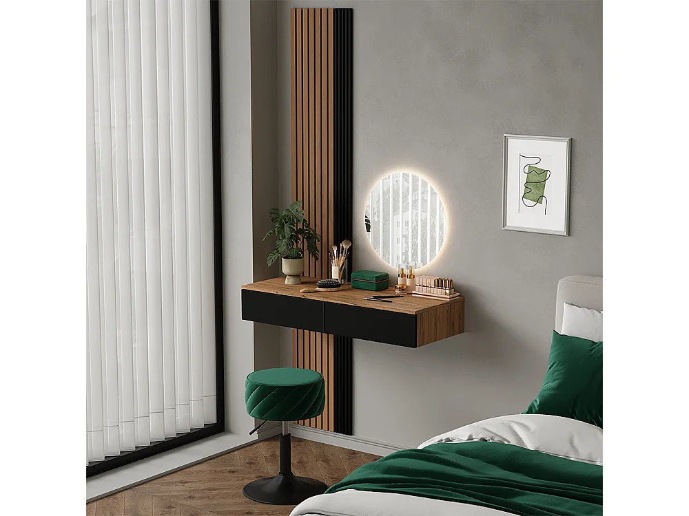 Coiffeuse chêne/noir 100x40x205 melina