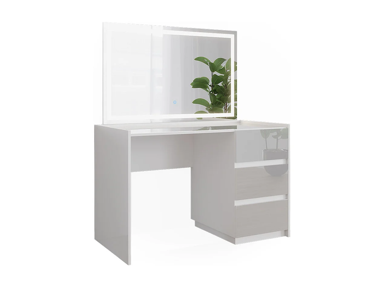 Coiffeuse blanc haute brillance 120x60x78.6 marla