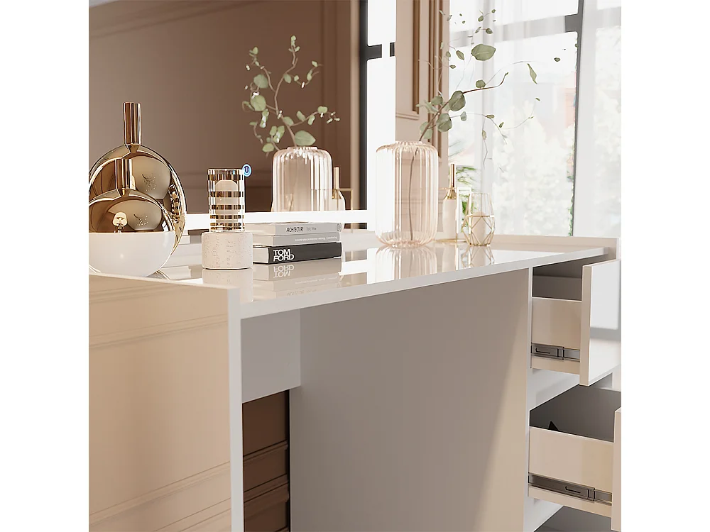 Coiffeuse blanc haute brillance 120x60x78.6 marla