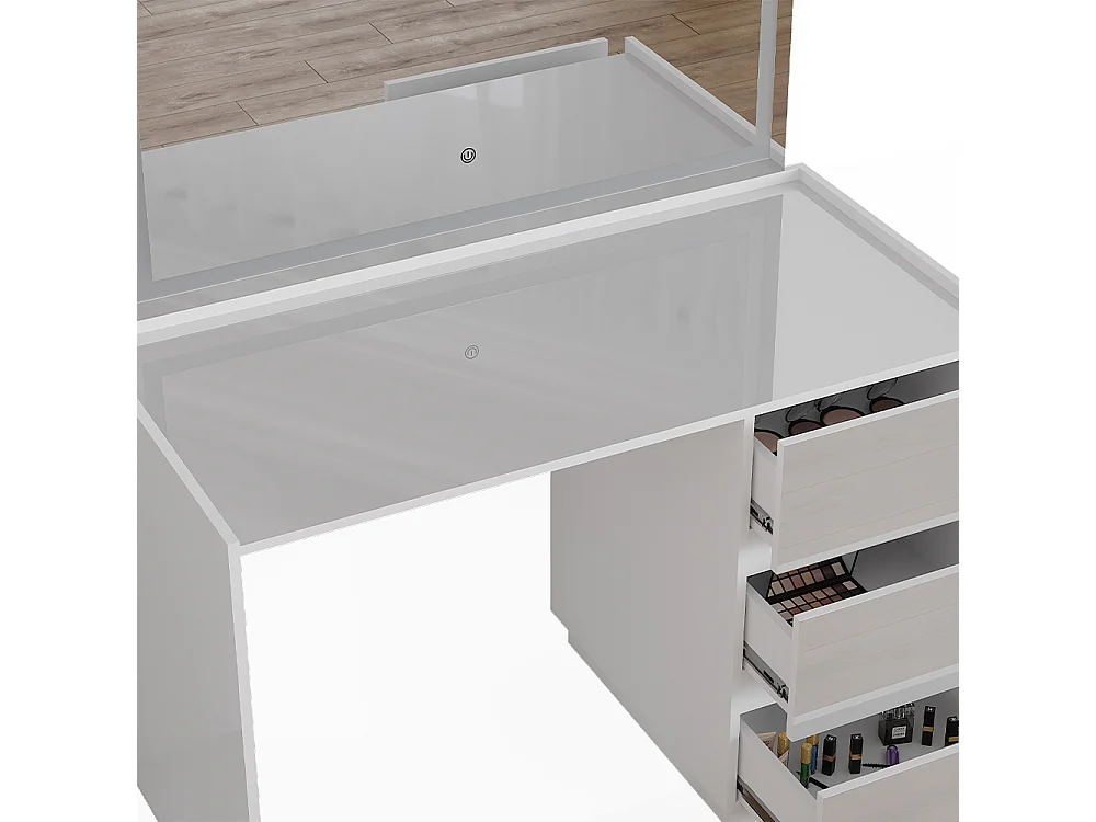 Coiffeuse blanc haute brillance 120x60x78.6 marla