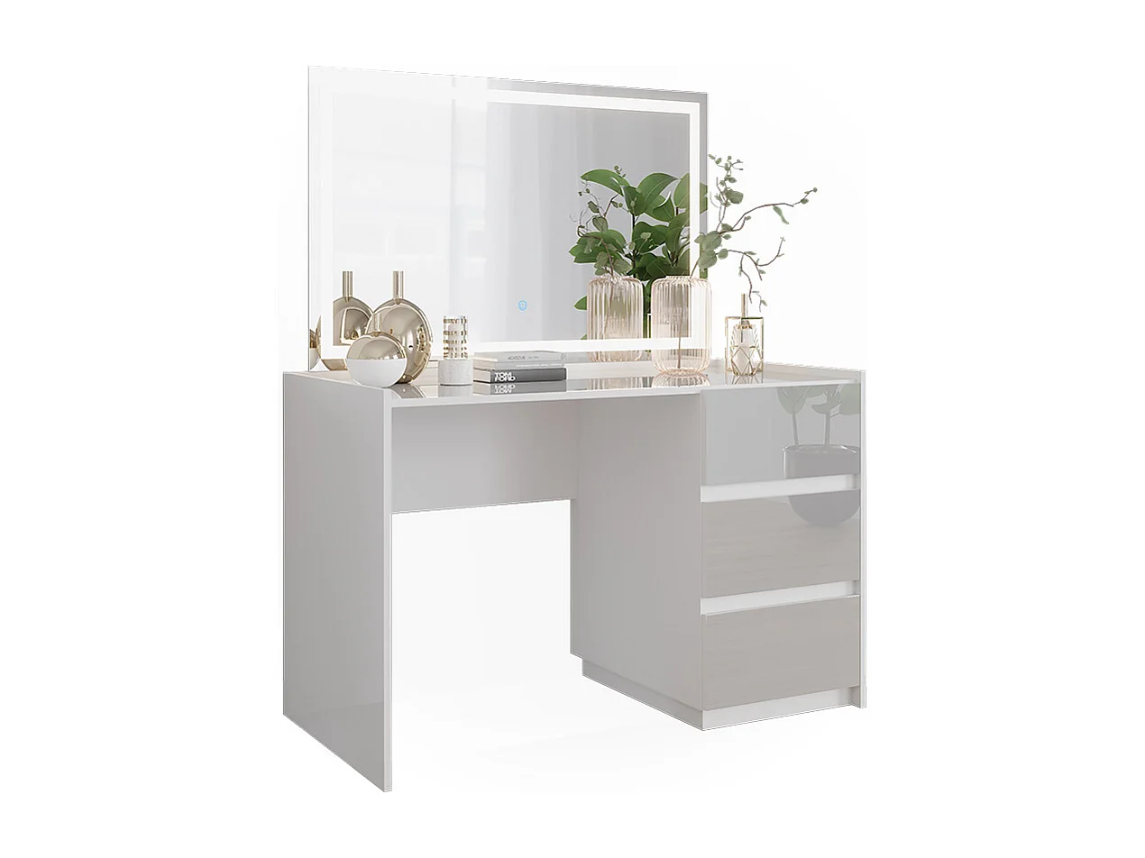 Coiffeuse blanc haute brillance 120x60x78.6 marla