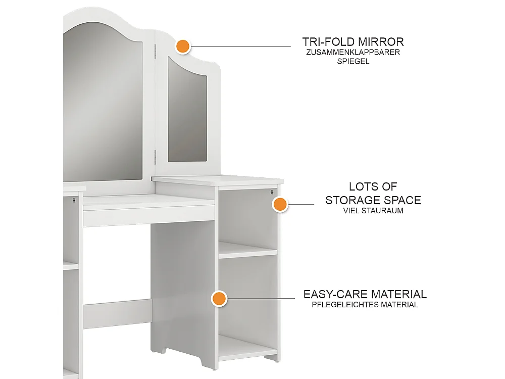 mesa de maquillaje para niños blanco 105x41x117.9 estella