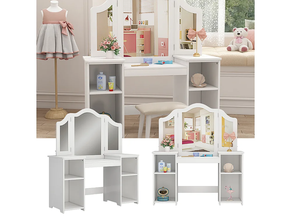 Coiffeuse pour enfants blanc 105x41x117.9 estella