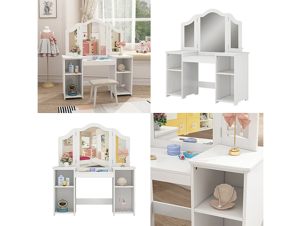 Coiffeuse pour enfants blanc 105x41x117.9 estella