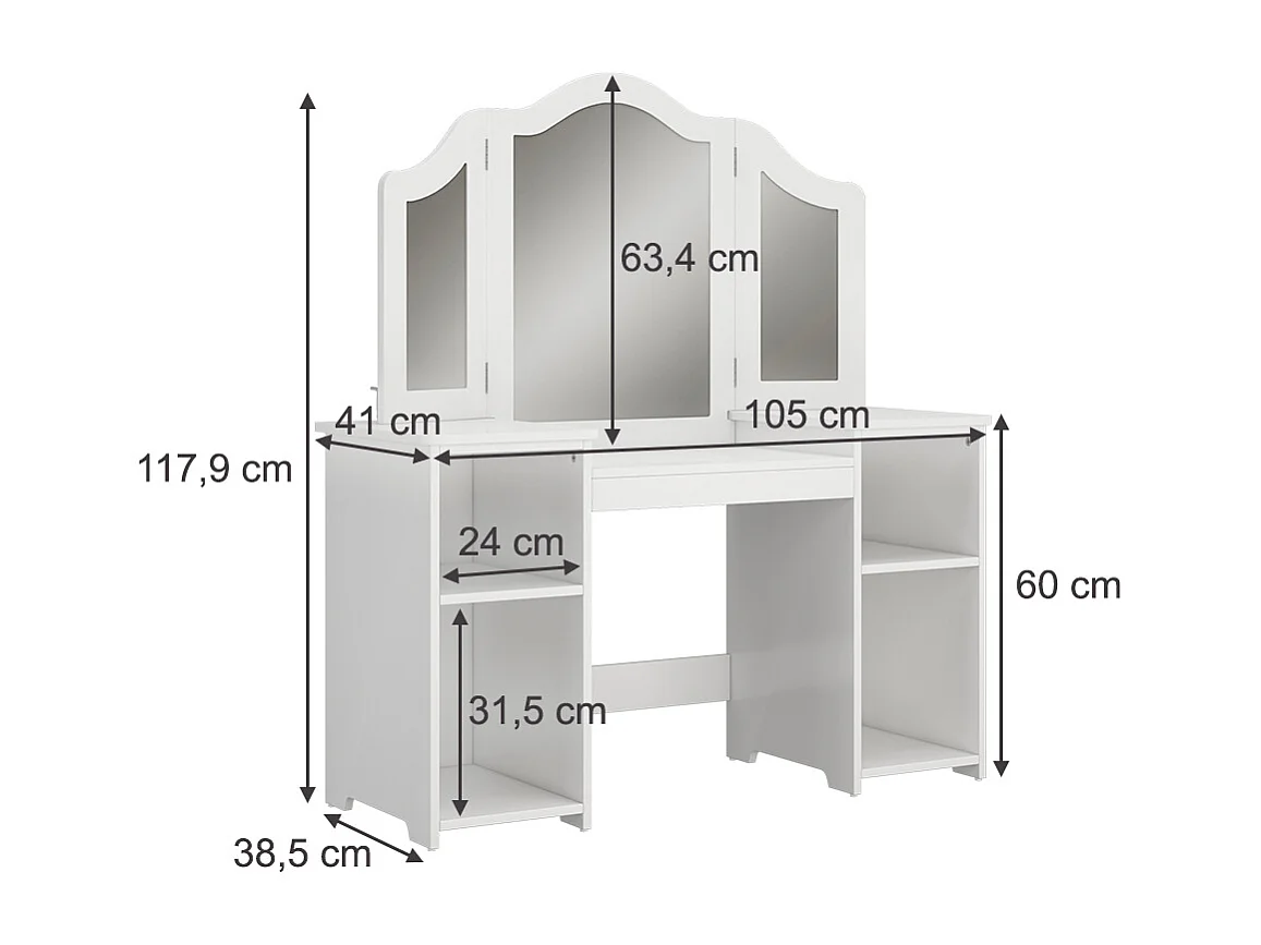 make-up table for children white 105x41x117.9 estella