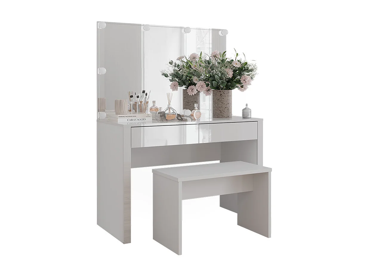Dressing table white high gloss / white 110x50x75.5 annabelle