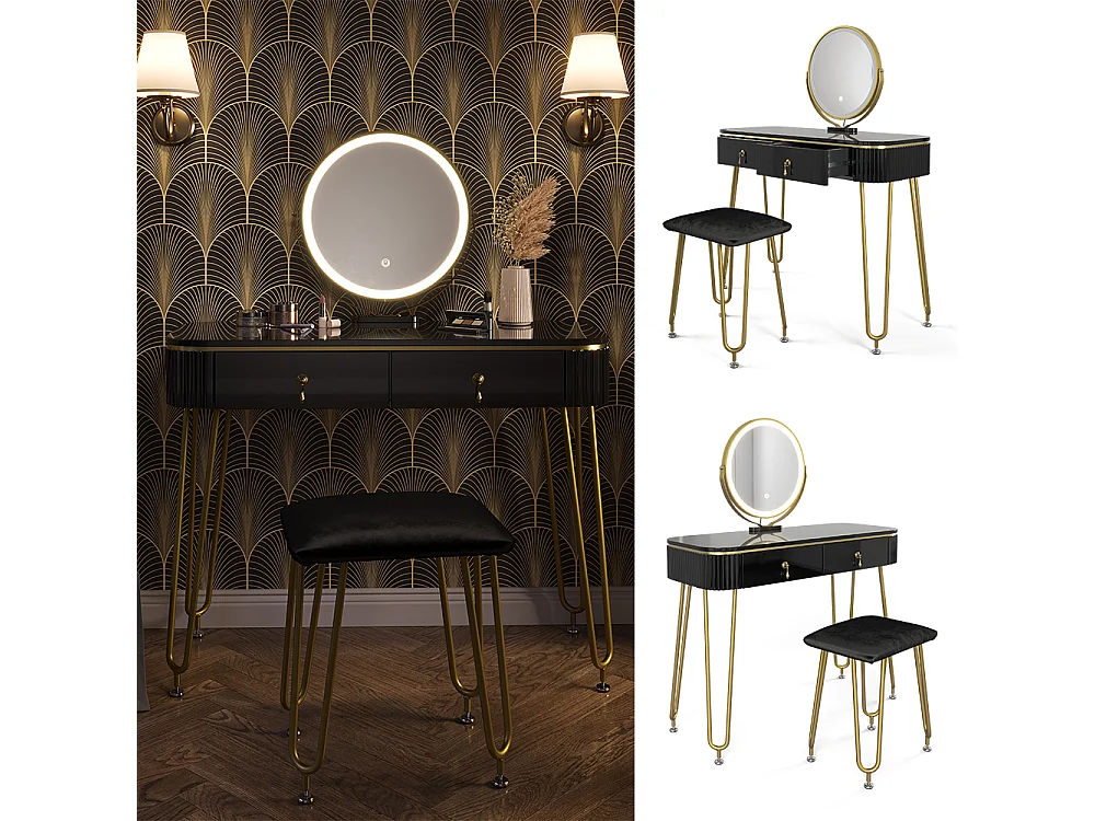 Coiffeuse noir 100x40x126 grace